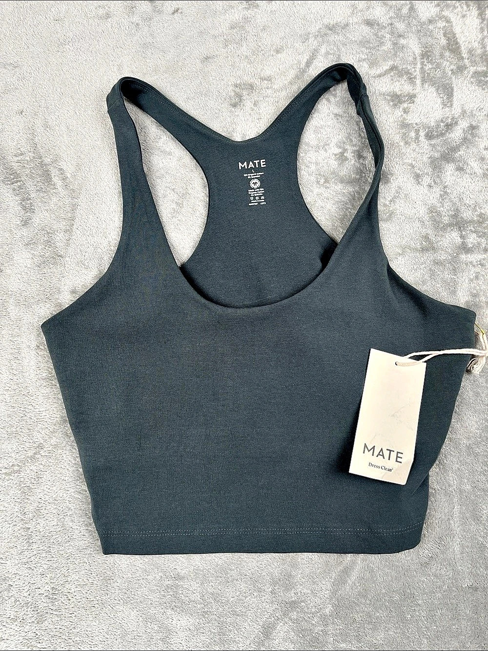 NEW MATE the Label L Organic Stretch Racer Tank Forest Green